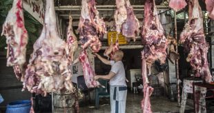 جزار في أحد محلات اللحوم في مصر، حيث سجلت أسعار اللحوم البيضاء والحمراء ارتفاعات جنوبنية. (أرشيفية)