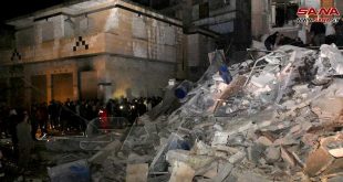 من آثار الدمار التي خلفها الزلزال في سوريا، 6 فبراير 2023. (سانا)