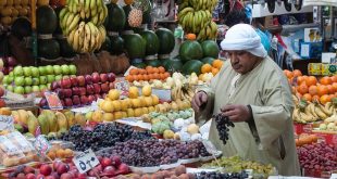 بائع فواكه في أحد الأسواق المصرية، حيث يواصل التضخم قفزانه في مصر (أرشيفية)
