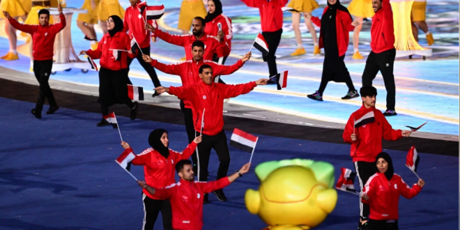 مشاركة البعثة اليمنية في حفل افتتاح دورة الألعاب الآسيوية في هانغجو في 23 سبتمبر 2023 (ا ف ب)