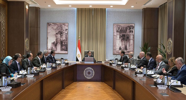 لقاء مصطفى مدبولي، رئيس مجلس الوزراء مارك ستويز، المدير التنفيذي لشركة جنرال إلكتريك هيلثكير