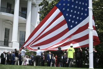 AFP 20250618 62W8737 v1 HighRes NewFlagPolesInstalledOnWhiteHouseGroundsInWashi