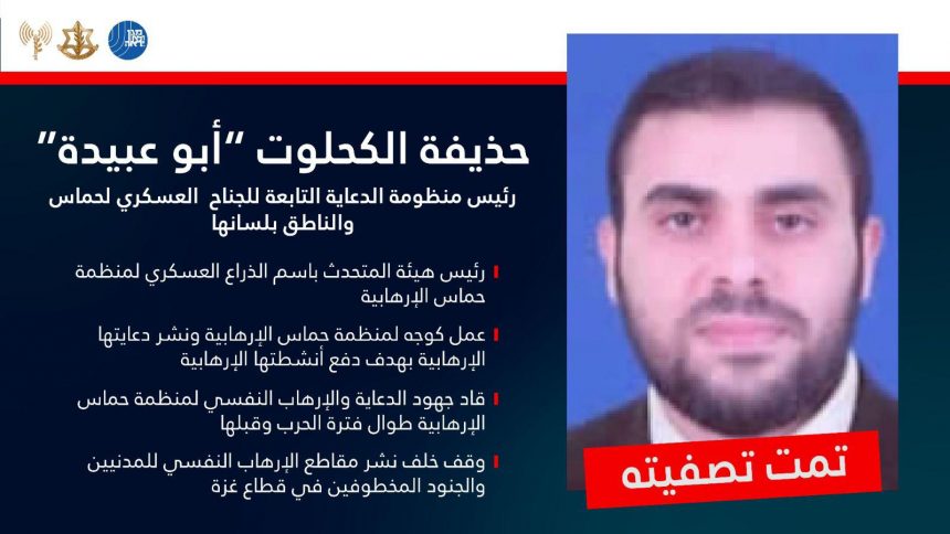 إسرائيل تؤكد مقتل المتحدث باسم كتائب القسام أبوعبيدة 1 WhatsApp Image 2025 08 31 at 17.09.41 506e5e93