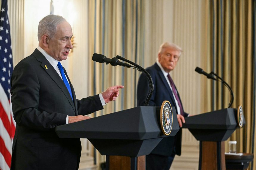 AFP 20250929 777283T v1 HighRes DonaldTrumpMeetsIsraeliPmBenjaminNetanyahu 1
