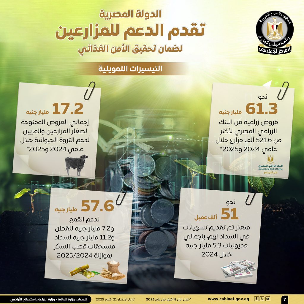هكذا تدعم الحكومة الزراعة.. 70 مليار جنيه سنويًا لتوفير الأسمدة ومشروعات لتأهيل الترع وتحديث نظم الري (إنفوجراف) 8 7