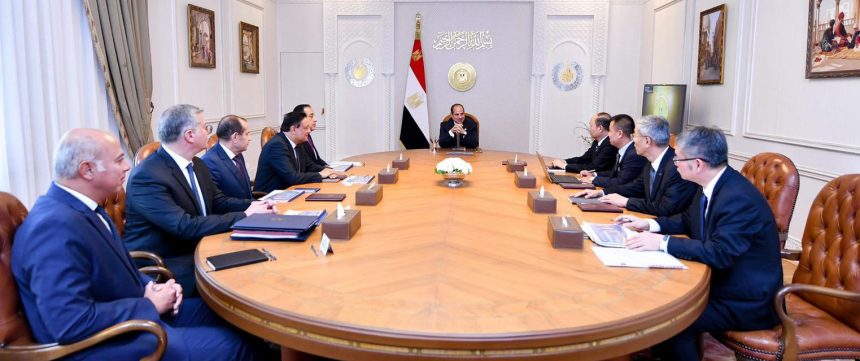 السيسي خلال لقائه مو دينغيه رئيس مجلس إدارة مجموعة الصين الوطنية للهندسة الكيميائية