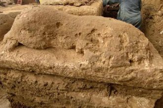 بعثة أثرية مصرية صينية تكشف عن مبنى من الحجر الجيري يُرجّح انتماؤه لمعبد الملك أبريس بمنطقة ميت رهينة