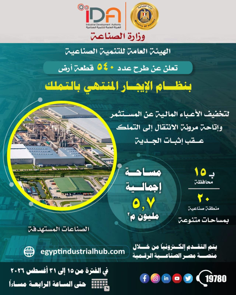 هيئة التنمية الصناعية تطرح أراضي صناعية بنظام «الإيجار المنتهي بالتملك».. تخفف الأعباء المالية عن المستثمر وتتيح له مرونة الانتقال إلى التملك بعد إثبات الجدية 2 image 194
